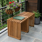 27" Natural Solid Wood Extendable Indoor Outdoor Bench