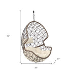 35" Beige Steel Outdoor Egg Chair