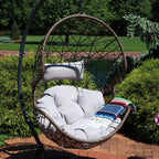 35" Gray Steel Outdoor Egg Chair