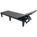Set of Two Black Heavy Duty Resin Outdoor Chaise Lounges