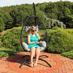 46" Gray Steel Outdoor Egg Chair