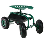 18" Green Steel Garden Stool