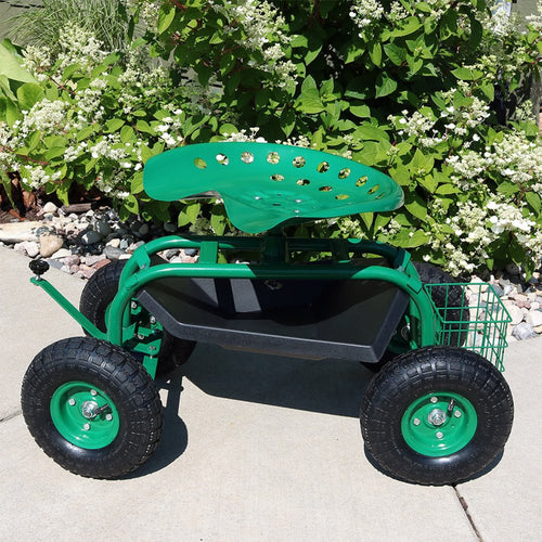 18" Green Steel Garden Stool
