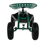 18" Green Steel Garden Stool