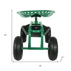 22" Green Steel Garden Stool