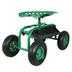 22" Green Steel Garden Stool