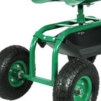 22" Green Steel Garden Stool