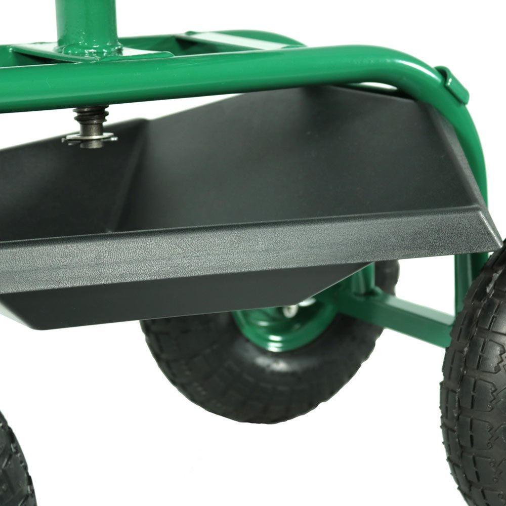 22" Green Steel Garden Stool