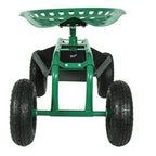22" Green Steel Garden Stool