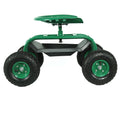 22" Green Steel Garden Stool