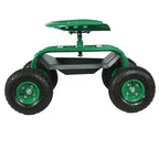 22" Green Steel Garden Stool