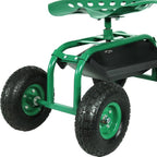 22" Green Steel Garden Stool