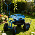 20" Blue Steel Garden Stool
