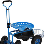 20" Blue Steel Garden Stool