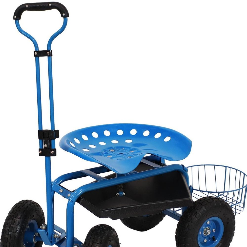 20" Blue Steel Garden Stool