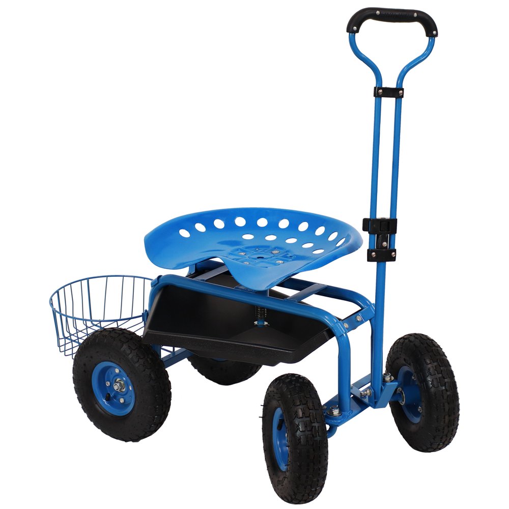 20" Blue Steel Garden Stool