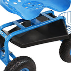 20" Blue Steel Garden Stool