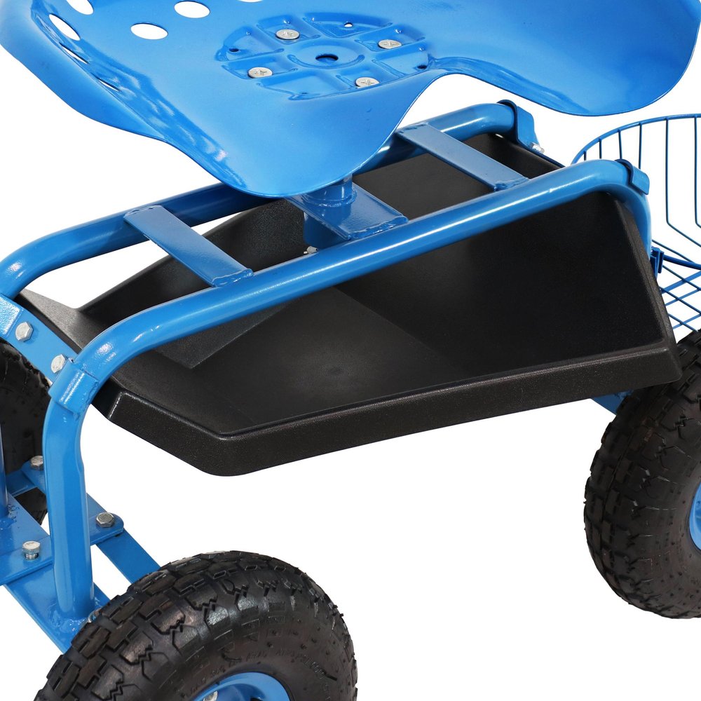 20" Blue Steel Garden Stool