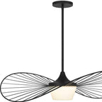 Black Frosted LED Dimmable Outdoor Hanging Light With Black Shades