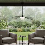 34" Black Aluminum Geometric Wavy LED Dimmable Outdoor Hanging Light