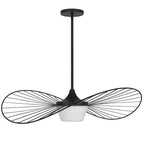 34" Black Aluminum Geometric Wavy LED Dimmable Outdoor Hanging Light