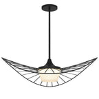 34" Black Aluminum Geometric Wavy LED Dimmable Outdoor Hanging Light