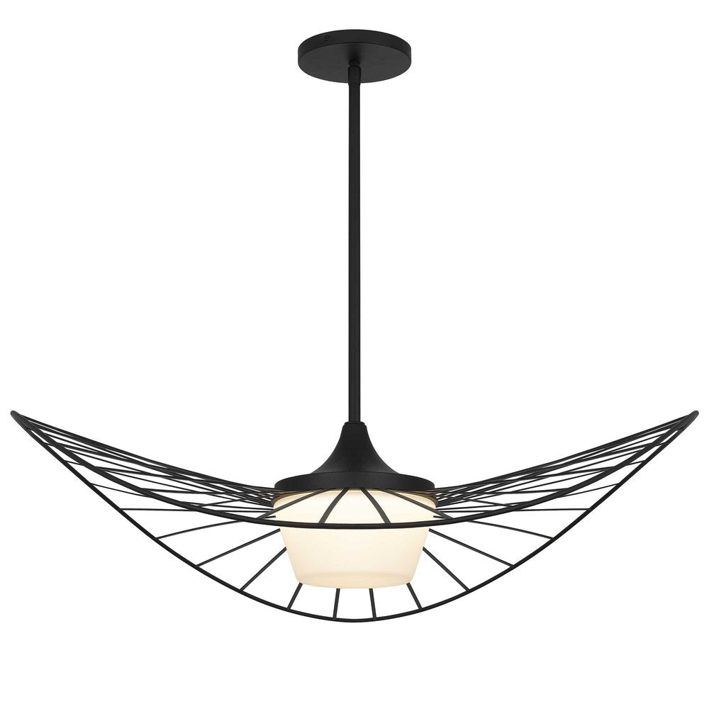 Black Frosted LED Dimmable Outdoor Hanging Light With Black Shades