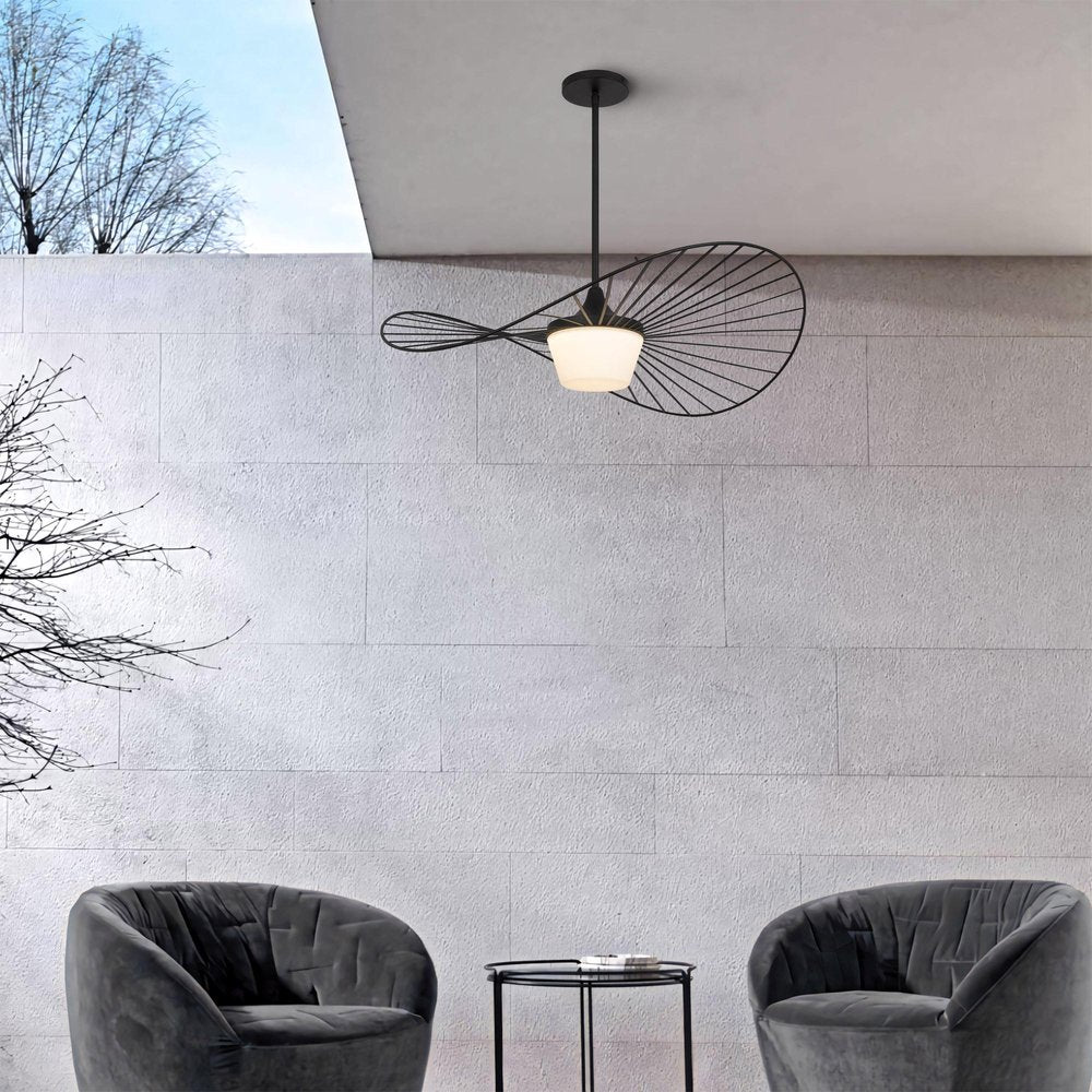 Black Frosted LED Dimmable Outdoor Hanging Light With Black Shades