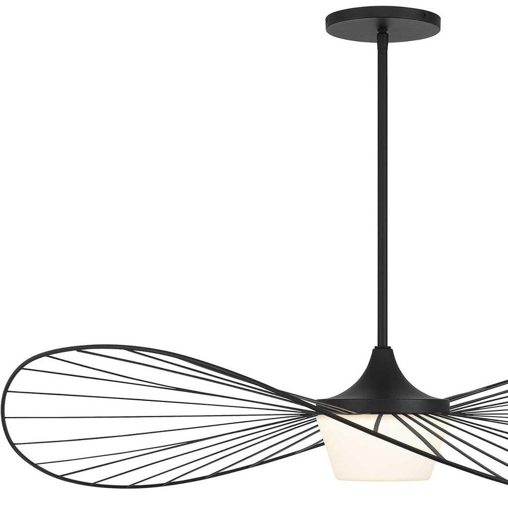 Black And White Frosted LED Dimmable Outdoor Hanging Light With Black Shades