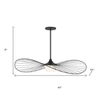 44" Black Aluminum Geometric Wavy LED Dimmable Outdoor Hanging Light
