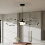 Black And White Frosted LED Dimmable Outdoor Hanging Light With Black Shades