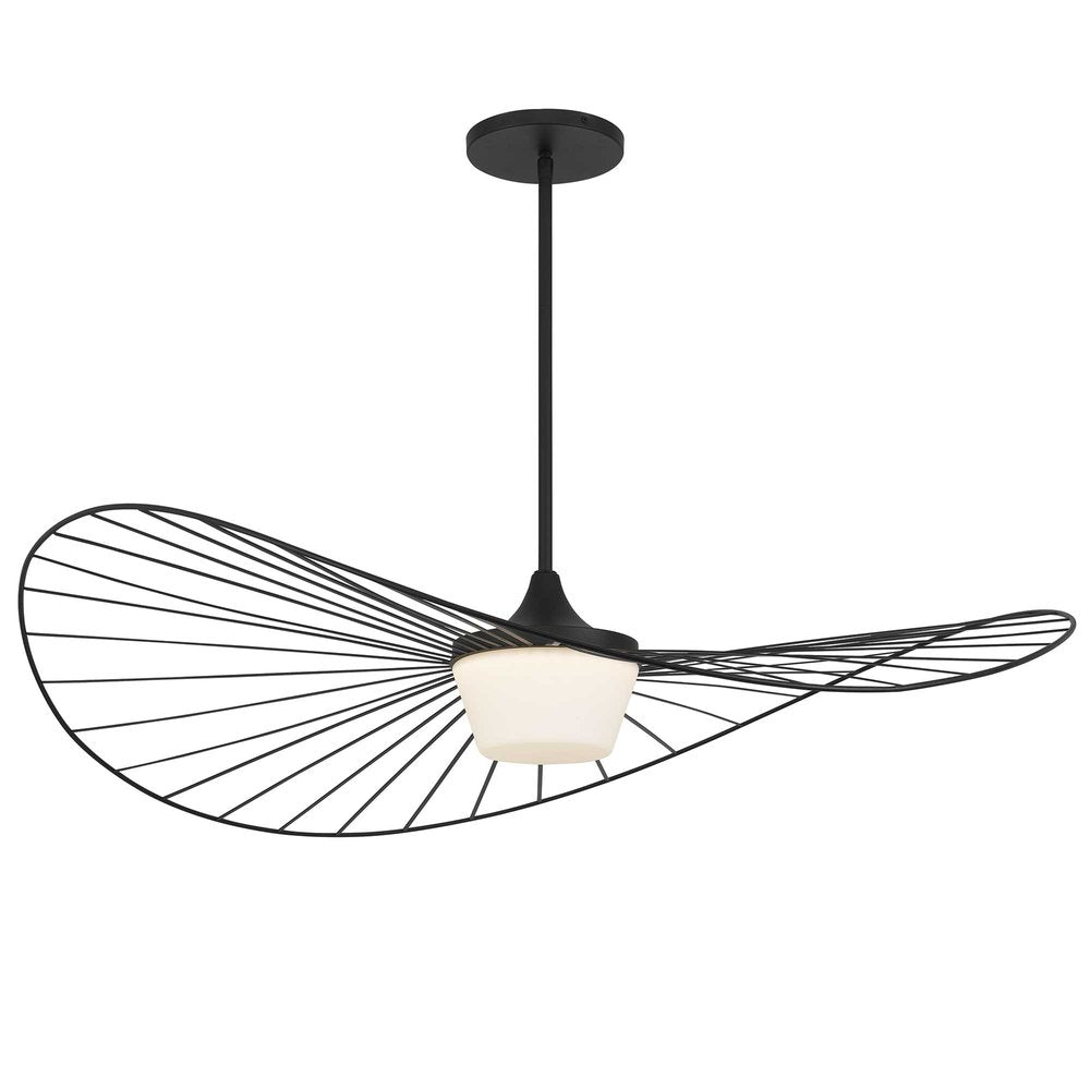 44" Black Aluminum Geometric Wavy LED Dimmable Outdoor Hanging Light