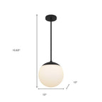 10" Black And White Frosted LED Dimmable Outdoor Globe Hanging Light