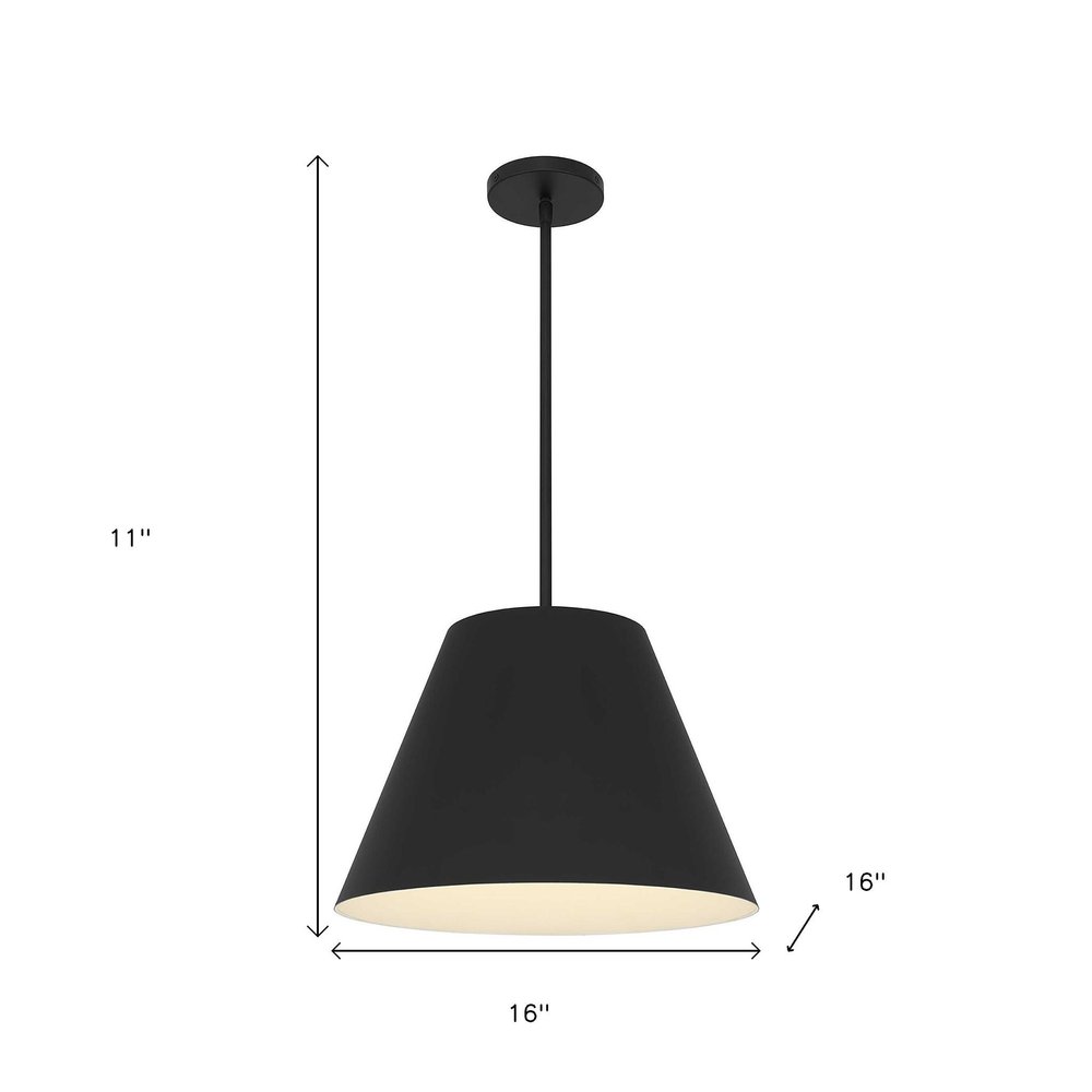 16" Black Aluminum Cone LED Dimmable Outdoor Pendent Hanging Light