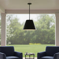 16" Black Aluminum Cone LED Dimmable Outdoor Pendent Hanging Light