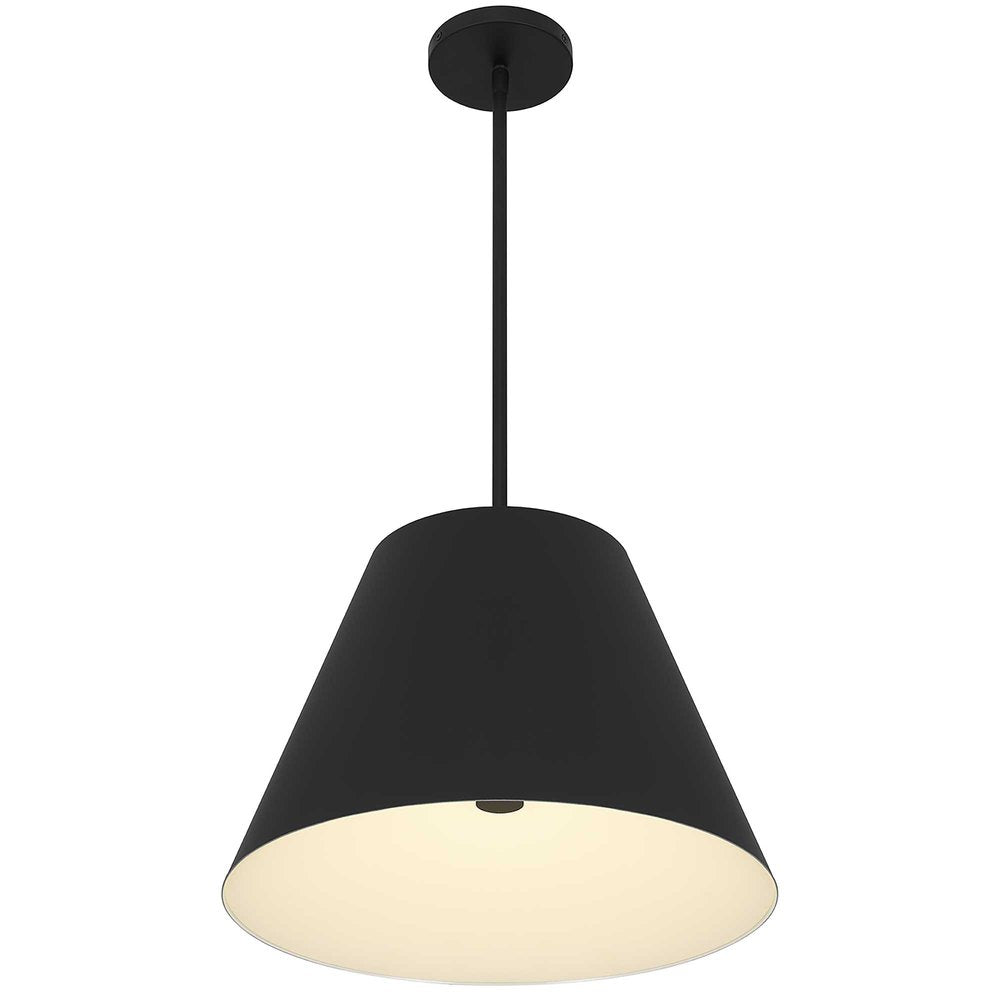16" Black Aluminum Cone LED Dimmable Outdoor Pendent Hanging Light