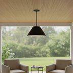 22" Black Aluminum Cone LED Dimmable Outdoor Pendent Hanging Light