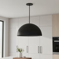 24" Black Aluminum Dome LED Dimmable Outdoor Pendent Hanging Light