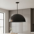 32" Black Aluminum Dome LED Dimmable Outdoor Pendent Hanging Light