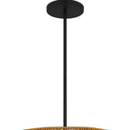 Natural And Black Rattan String And Metal LED Dimmable Outdoor Hanging Pendent Light