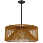 Natural And Black Rattan And Metal LED Dimmable Outdoor Hanging Pendent Light