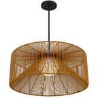 Natural And Black Rattan And Metal LED Dimmable Outdoor Hanging Pendent Light