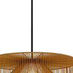 Natural And Black Rattan And Metal LED Dimmable Outdoor Hanging Pendent Light