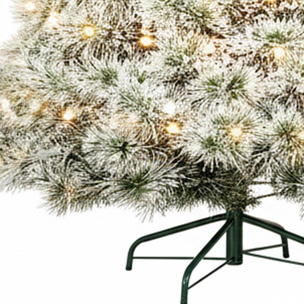 4.5' White Pre Lit Full Flocked Spruce Christmas Tree