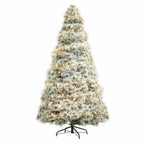 4.5' White Pre Lit Full Flocked Spruce Christmas Tree