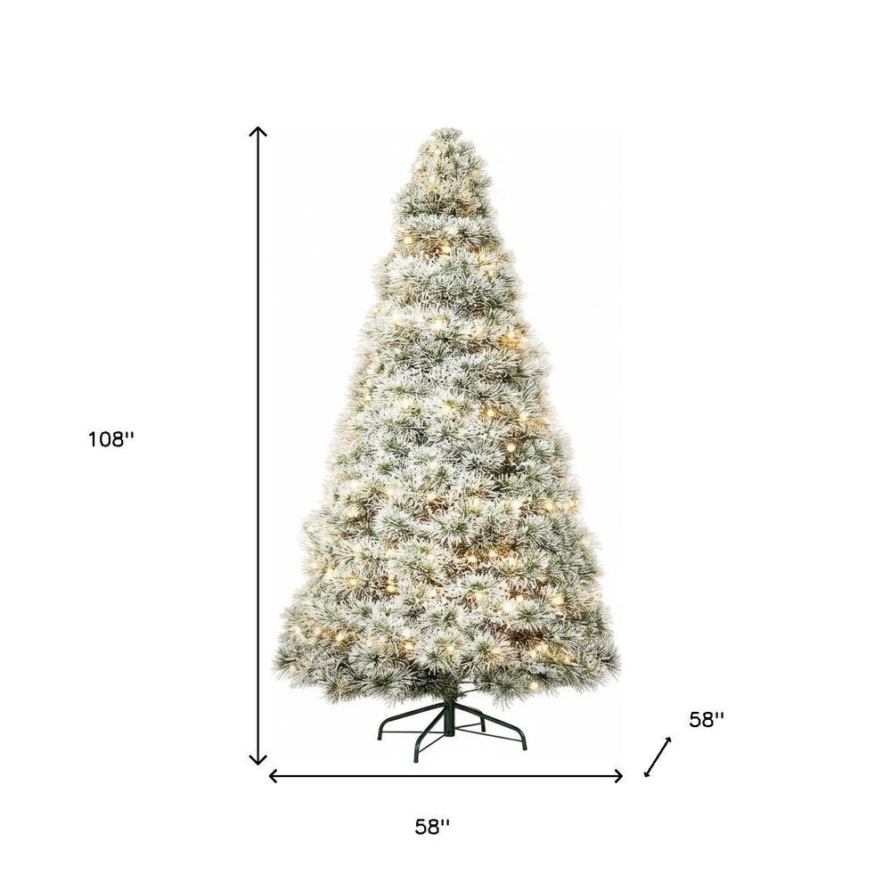 4.5' White Pre Lit Full Flocked Spruce Christmas Tree