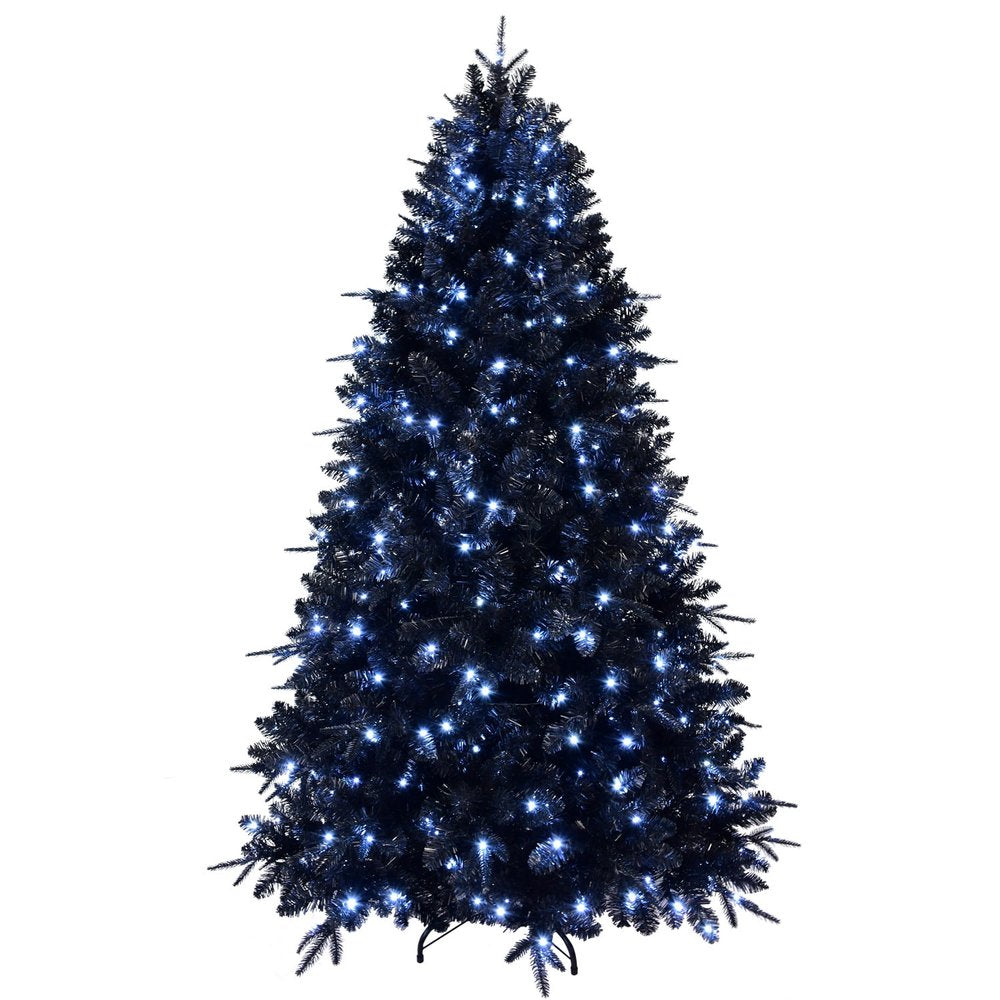 6' Black Pre Lit Full Spruce Christmas Tree