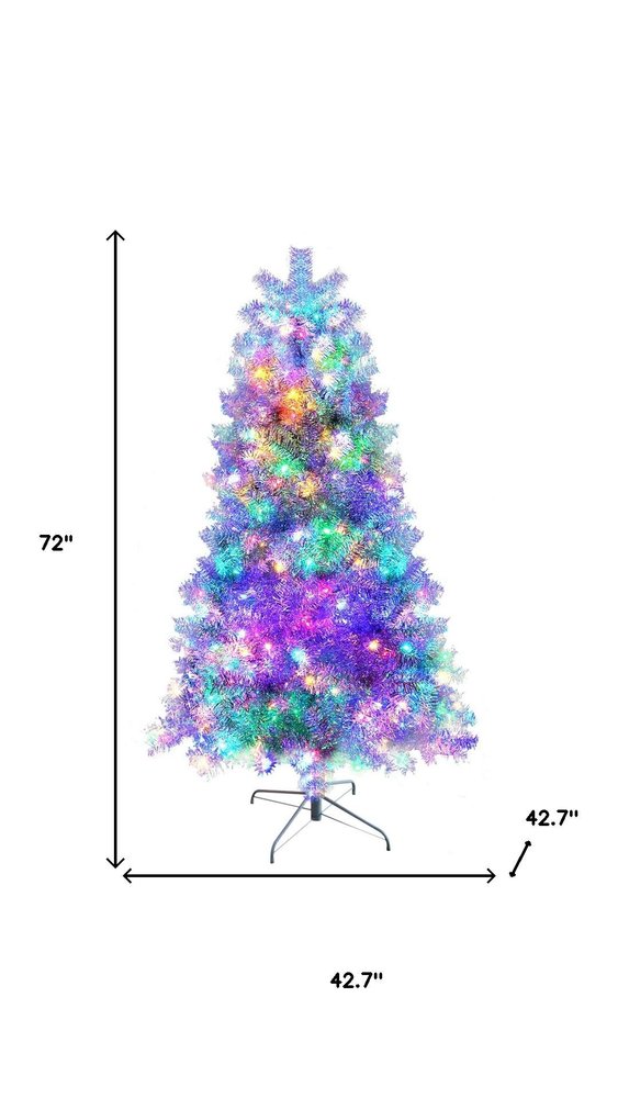 6' Silver Pre Lit Full Tinsel Christmas Tree