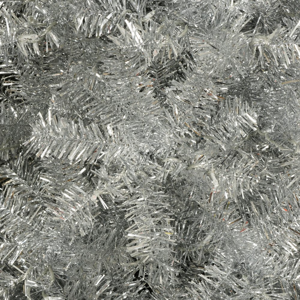 6' Silver Pre Lit Full Tinsel Christmas Tree