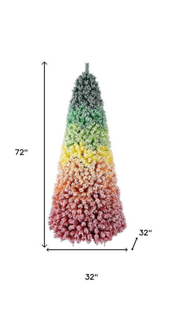 6' Rainbow Full Flocked Spruce Christmas Tree